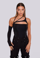 Chest Strap Detailed Top - Black