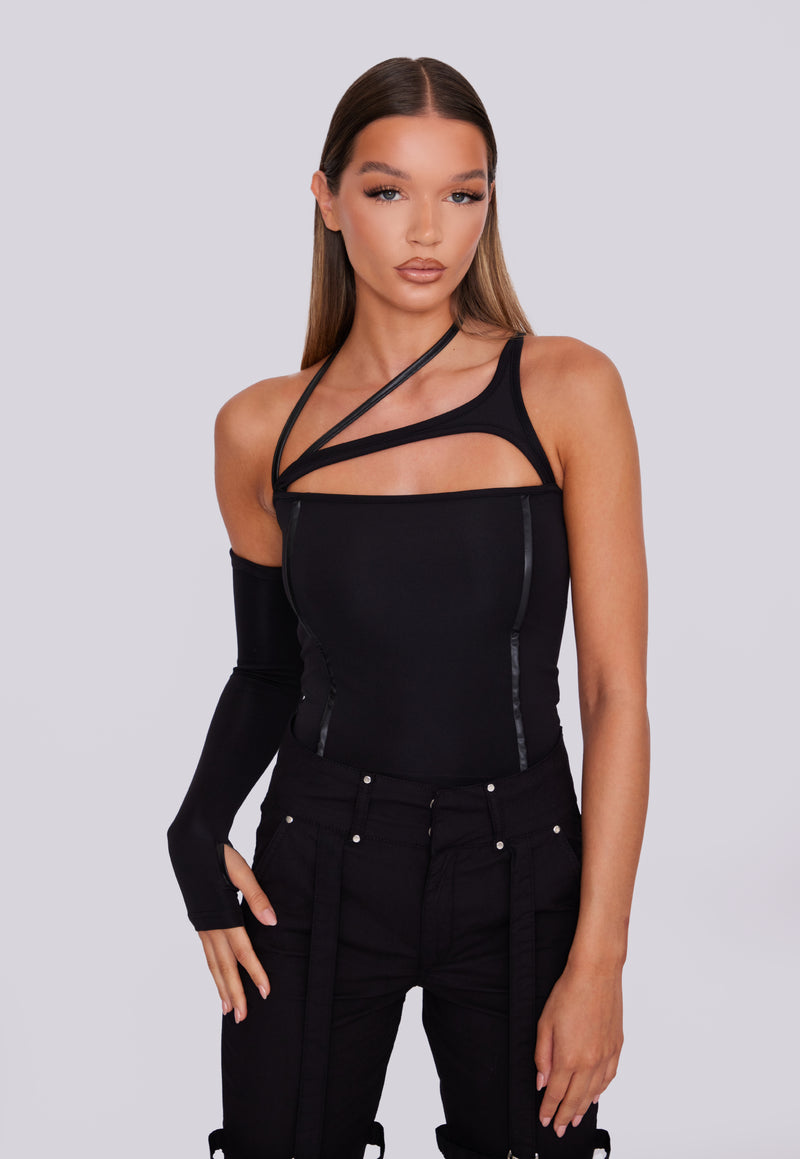 Chest Strap Detailed Top - Black