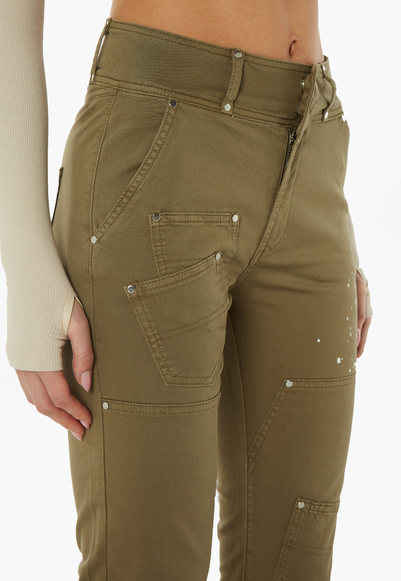 Paint Splash Carpenter Trousers - Khaki