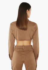 3D Pocket Cropped Jacket - Brown