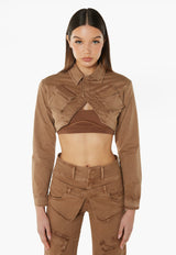 3D Pocket Cropped Jacket - Brown