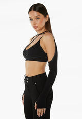 Crop Top With Chest Strap Sleeves - Black