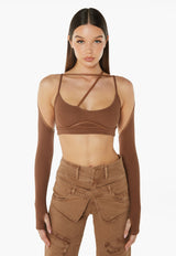 Crop Top With Chest Strap Sleeves - Brown