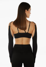 Crop Top With Chest Strap Sleeves - Black