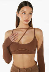 Crop Top With Chest Strap Sleeves - Brown