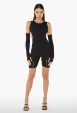 Contour Playsuit With Detached Sleeves - Black