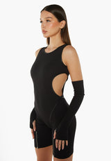 Contour Playsuit With Detached Sleeves - Black