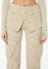 Double Waistband Cargo Pants - Stone