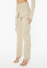 Double Waistband Cargo Pants - Stone