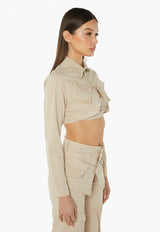 3D Pocket Cropped Jacket - Stone