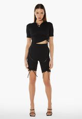 Adjustable Ruched Shorts - Black