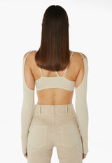 Crop Top With Chest Strap Sleeves - Sand