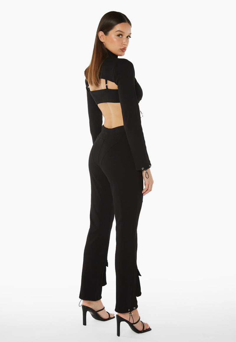 High Waisted Heavy Ribbed Leggings - Black